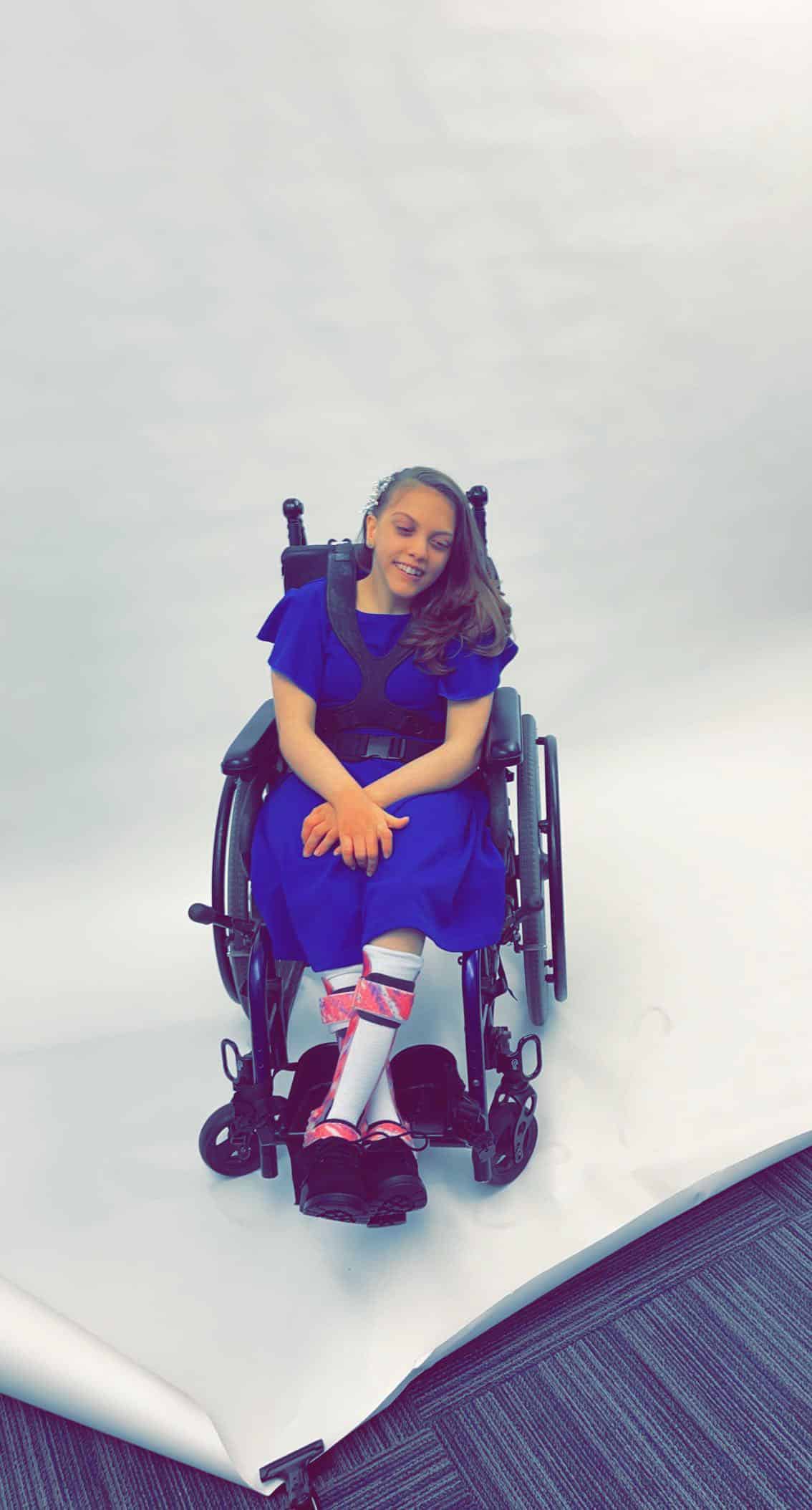 Emma Muncy in her wheelchair