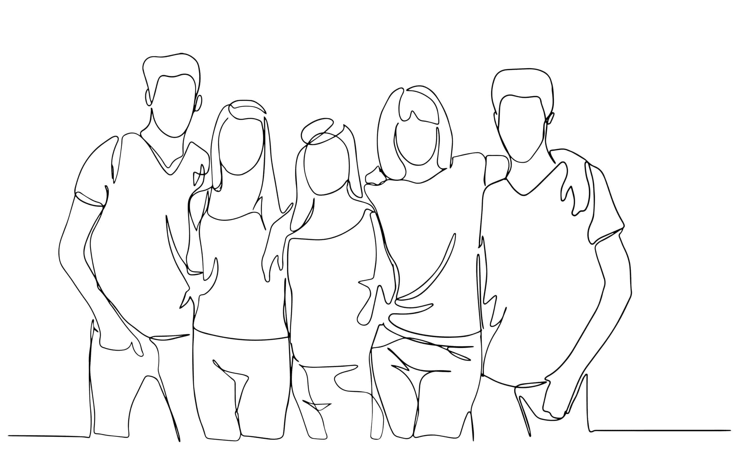abstract line drawing of people standing