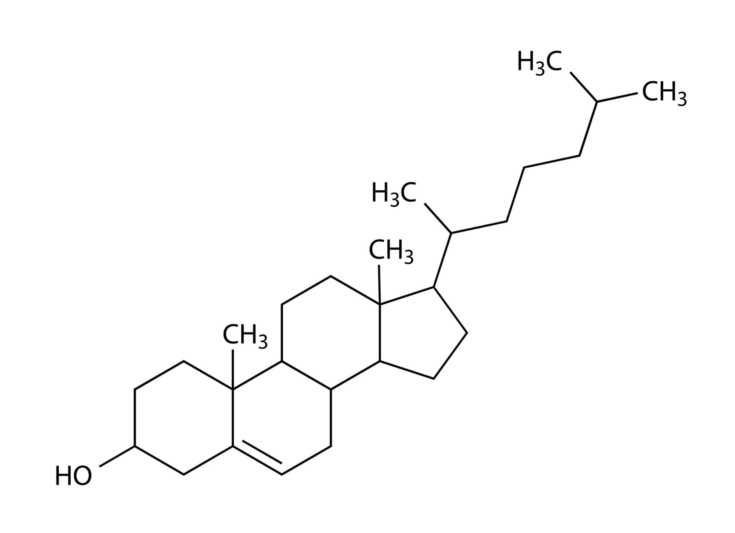 Structural formulas of cholesterol molecule